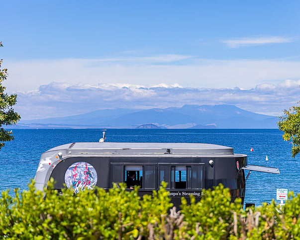 Steaming Bean Coffee cart across the road from Gather Taupo