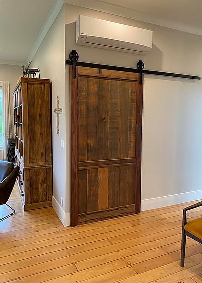 Custom wooden hanging door