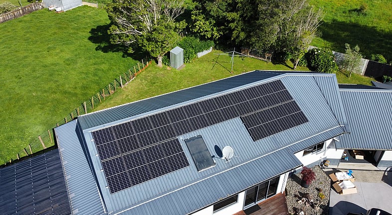 Drone photo of solar panels installed in Tauranga