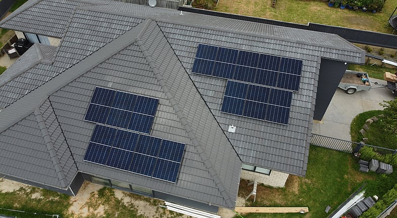 Solar panels installed on residential rooftop in Te Puke