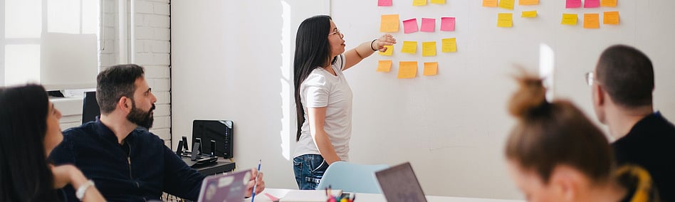 CO.STARTERS business development programme participants brainstorming on a whiteboard