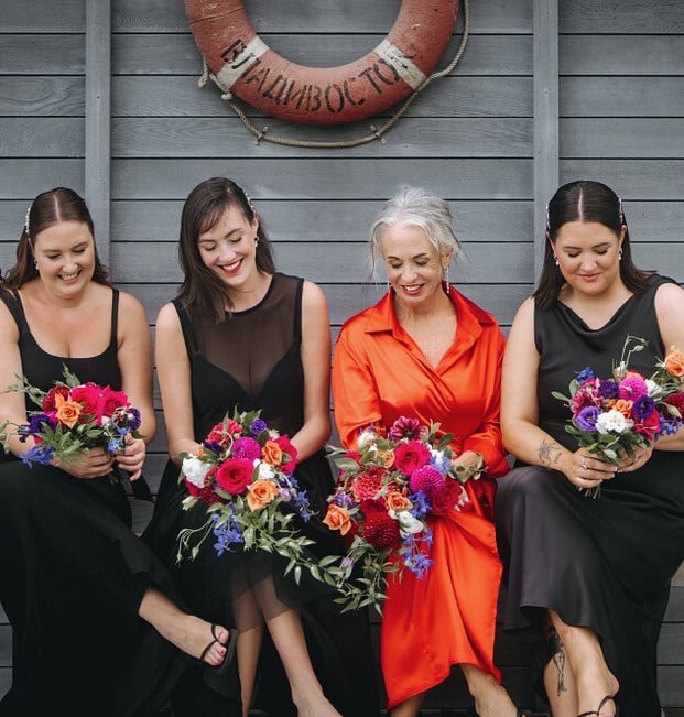Waterfall wedding bouquet in bright colours by Raglan Florist Wild About Eve 
