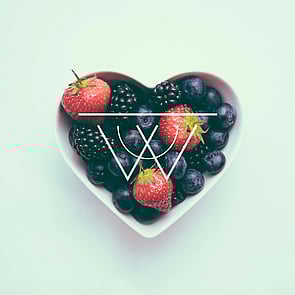 Icon version of logo displayed over brand graphic