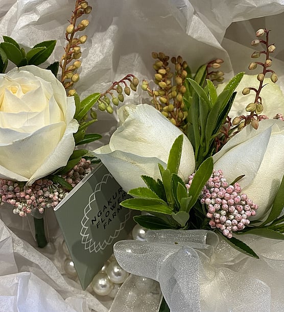 School ball corsages - same colour but all different