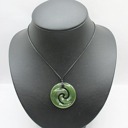  Genuine Hand Carved NZ Greenstone Pounamu Koru Pendant