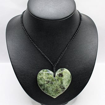Genuine Hand Carved NZ Greenstone Pounamu Heart Pendant
