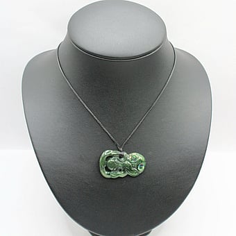 Genuine Hand Carved NZ Greenstone Pounamu Hei Tiki Pendant