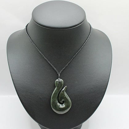 Genuine Hand Carved NZ Greenstone Pounamu Fish hook Pendant