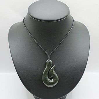 Genuine Hand Carved NZ Greenstone Pounamu Fish hook Pendant