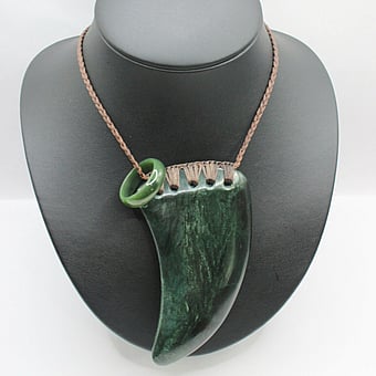 Genuine Hand Carved NZ Greenstone Pounamu Tooth Pendant