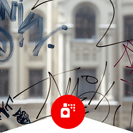 Graffiti tagging on glass window
