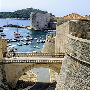Dubrovnik walls and marina.