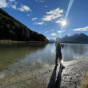 Irish out at the river with his Hydrohuk in hand.