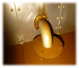 the rusted interior of liquid storage tank