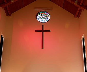 Church altar with flowers