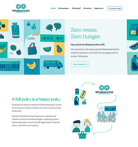 Whakaora Kai | Food Rescue Northland | Website and Brand Design, Illustration and Social Media Design |  Magic Fingers Graphics