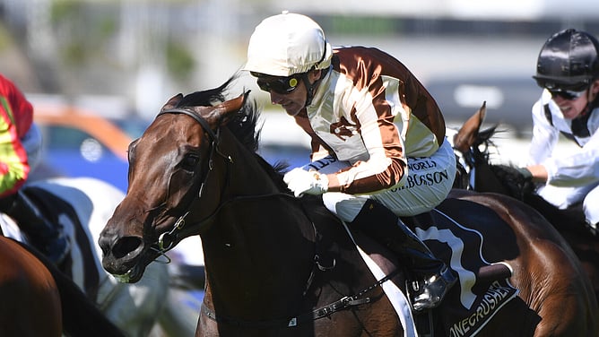 Legarto winning the Gr.1 Bonecrusher New Zealand Stakes (2000m). -  Photo: Kenton Wright (Race Images)