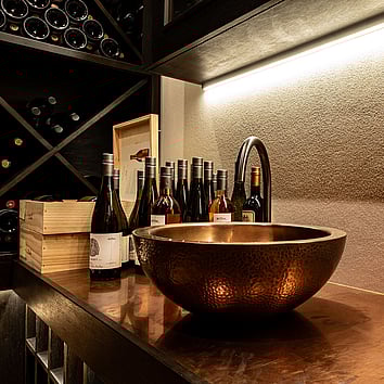 Copper sing on a copper bench top