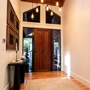 Timber front door and entranceway