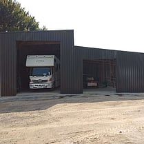 truck shed with outside horse stable boxes