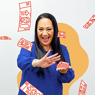 Studio profile photography for Long White Cloud with custom illustration money making it rain