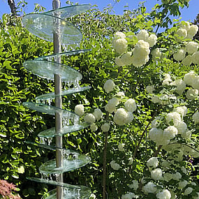 Cascading glass & steel water sculpture