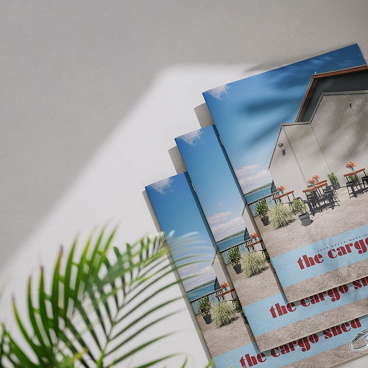 The Cargo Shed wedding venue marketing brochure design
