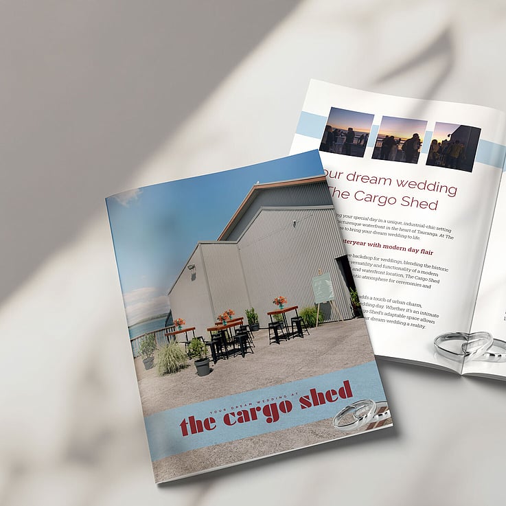 Brand collateral design for wedding venue brochure
