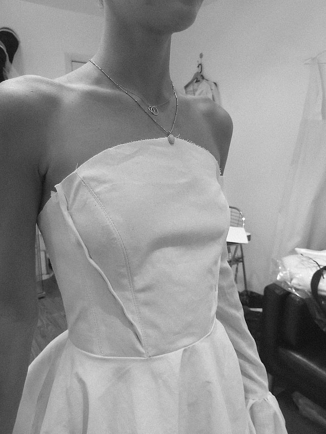 Bespoke wedding dress toile fitting process London bridal designer