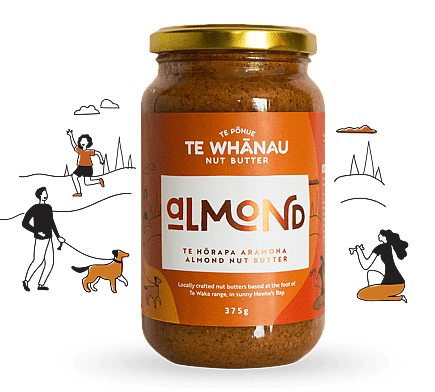 Locally crafted almond butter from Te Pohue, Hawke's Bay. Te Whanau Nut Butter. New Zealand's newest peanut butter!