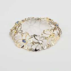 Handmade butterfly bracelet with sapphires and diamonds