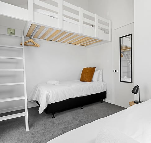 Loft bunk bed perfect for family accommodation in Taupo