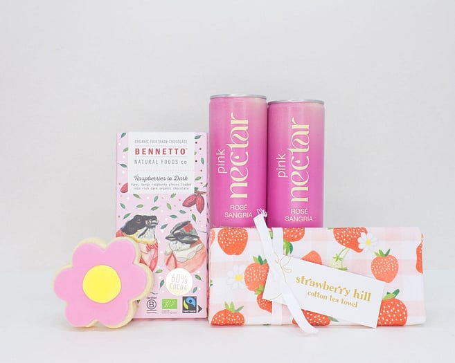 Nz chocolate, nz designed teatowel and sangria drink