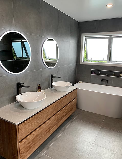 Bathroom Renovation  with full height tiling and free standing bath