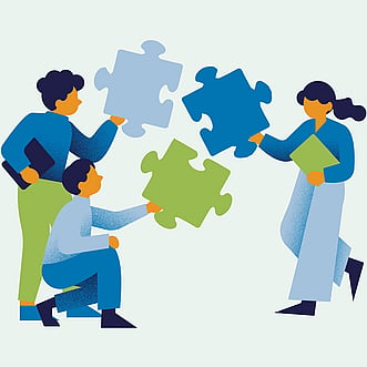 Illustration of people holding puzzle pieces