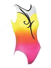 Sleeveless Gymnastics Leotard with colour fade from Pink to Yellow