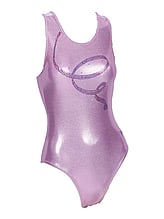 Sleeveless Gymnastics Leotard in pink with purple swirl pattern 