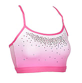 Spaghetti Strap Croptop Singlet Gymnastics with faded colours of Pink and White and Silver sequin dots with Pink outlined 
