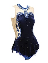Rhythmic, Ice Skating or Roller blading Leotard dress in Cream and in Navy with silver sequin details