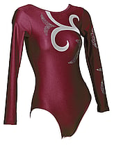 Long sleeve Gymnastics Leotard fully in Lilac with Black drawn curls and Silver 