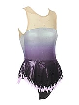 Rhythmic, Ice Skating or Roller blading  Sleeveless Leotard Dress in Amethyst and Cream with Silver sequin and details