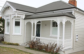 Wall Treats Master Painters &ndash; exterior and interior repaint of quaint Devonport villa with hidden contemporary two-storey rear addition, Auckland