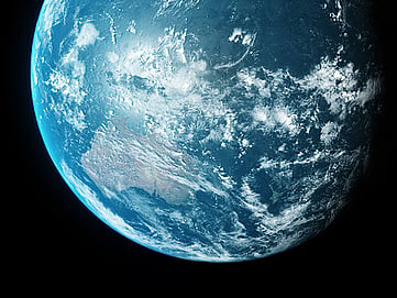 An image of planet earth from space showing the Pacific Ocean, Australia and New Zealand