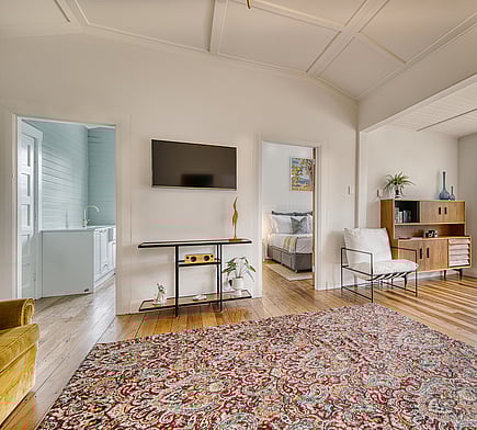 Lounge in the Bach in Mangawhai