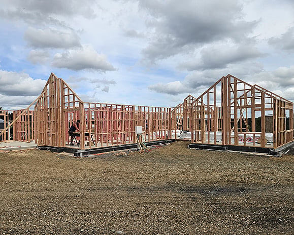 Framing stage at Beaver Rd house build