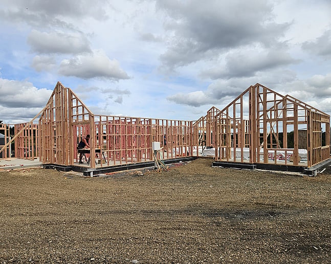 Framing stage at Beaver Rd house build