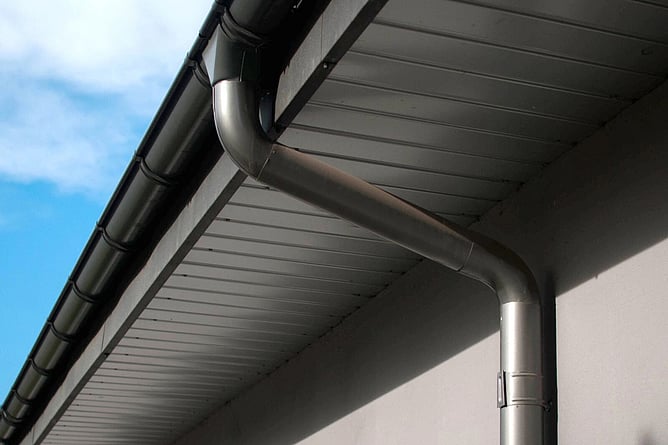 grey spouting and downpipe