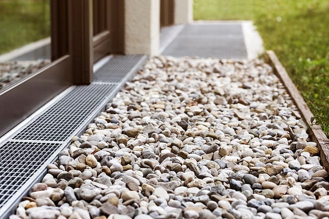 French drain for drainage from roof