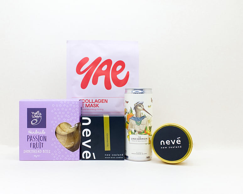 A Little Self-Care gift box NZ &mdash; NZ-made self-care gift box with candle, wine, face mask and cookies