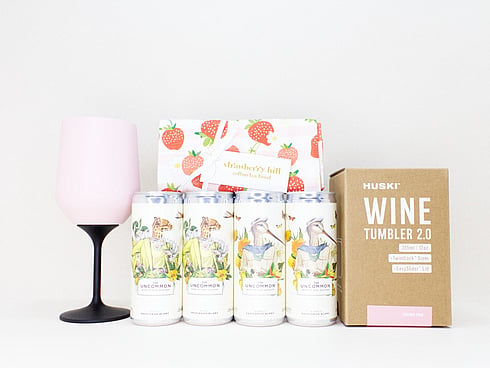 PREMIUM WINE CANS, TEATOWEL AND WINE COOLER